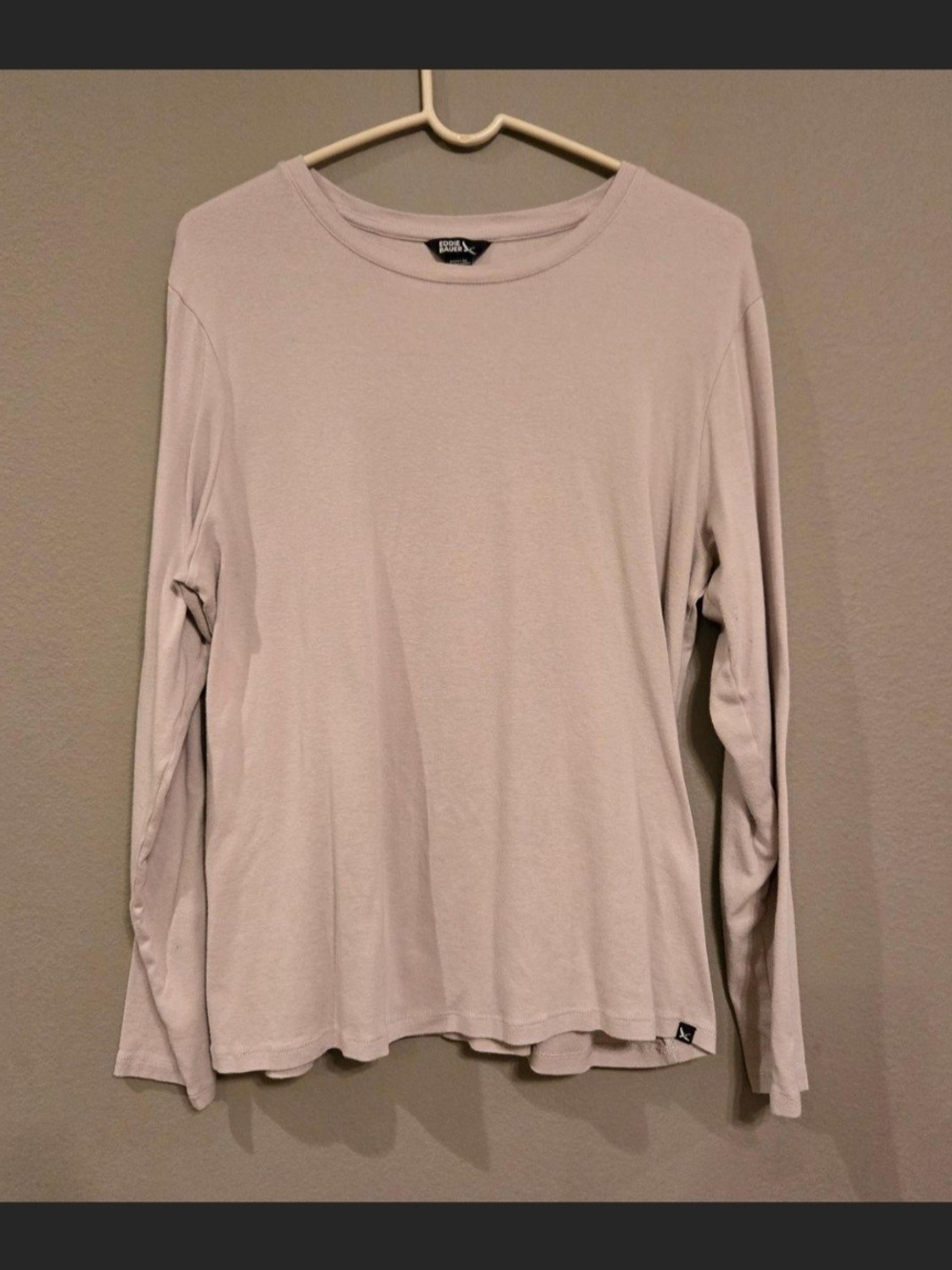 Bundle Of 2 Eddie Bauer Long Sleeve T Shirts, Taupe And Blue